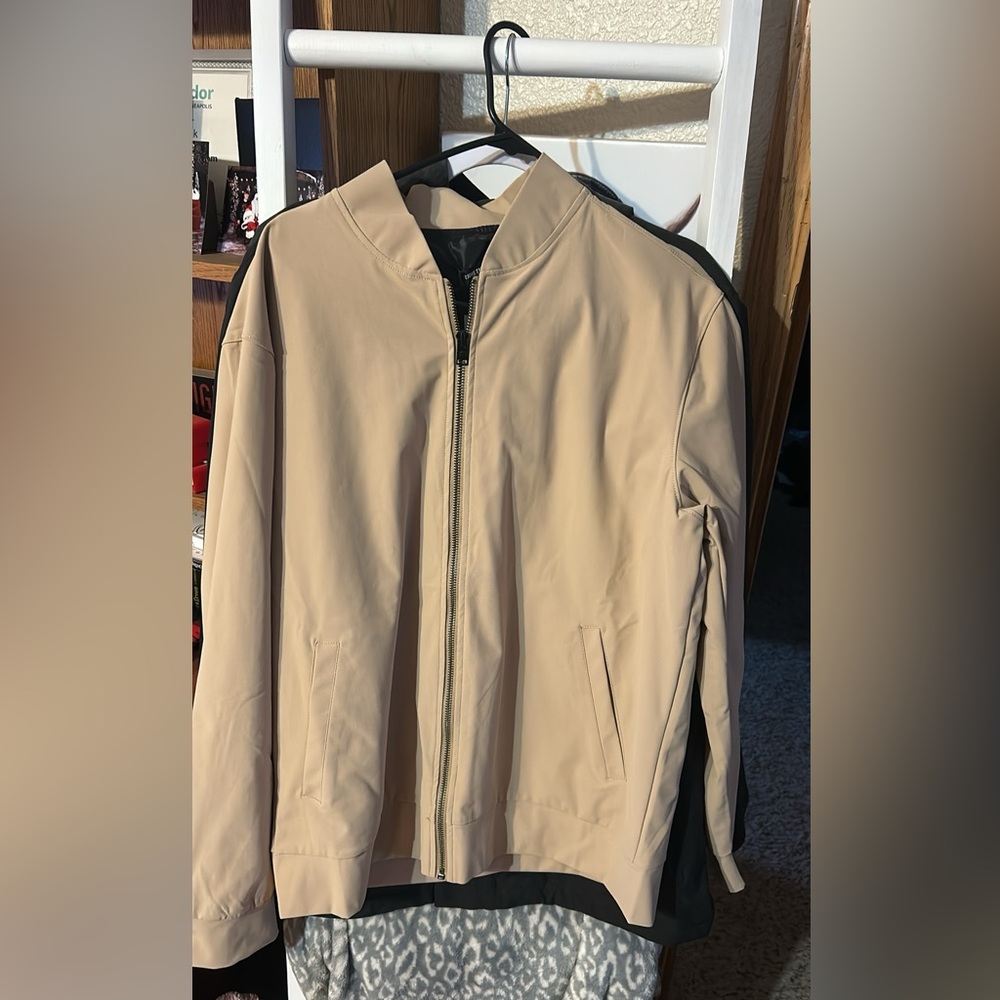 Kenneth Cole Men's Beige Bomber Jacket
